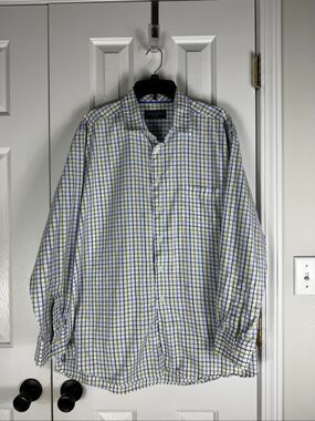 Joseph Turner Mens Long Sleeve Yorkshire Blue Green Shirt Size XL